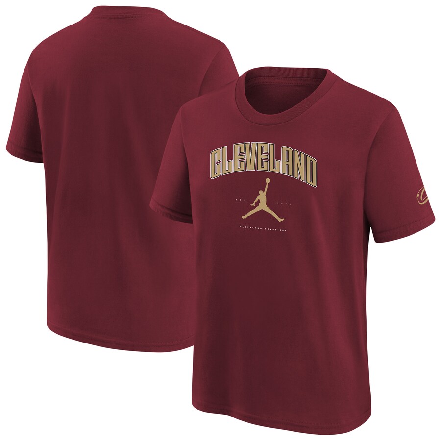 Youth Cleveland Cavaliers Jordan Brand Wine Essential Cities T-Shirt - SUjersey01