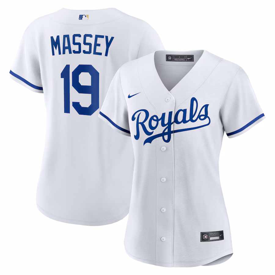 Women's Kansas City Royals Michael Massey Nike White Home Replica Jersey - SUjersey01