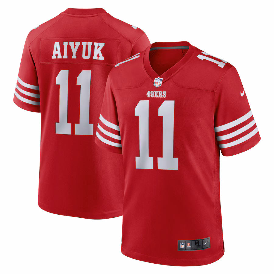 Men's San Francisco 49ers Brandon Aiyuk Nike Scarlet Team Player Game Jersey - SUjersey01