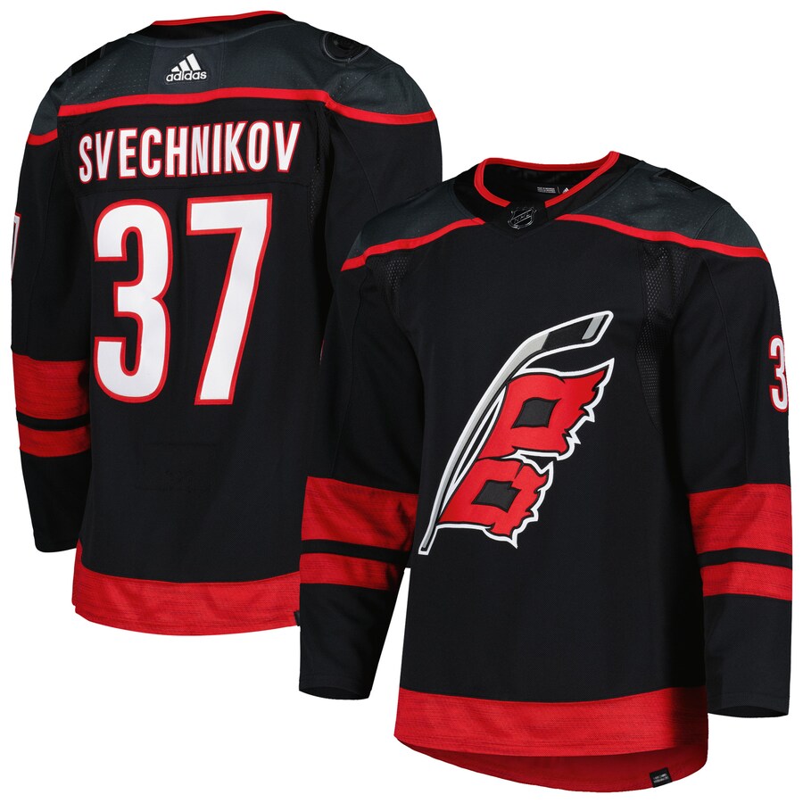 Men's Carolina Hurricanes Andrei Svechnikov adidas Black Alternate Primegreen Authentic Pro Player Jersey - SUjersey01