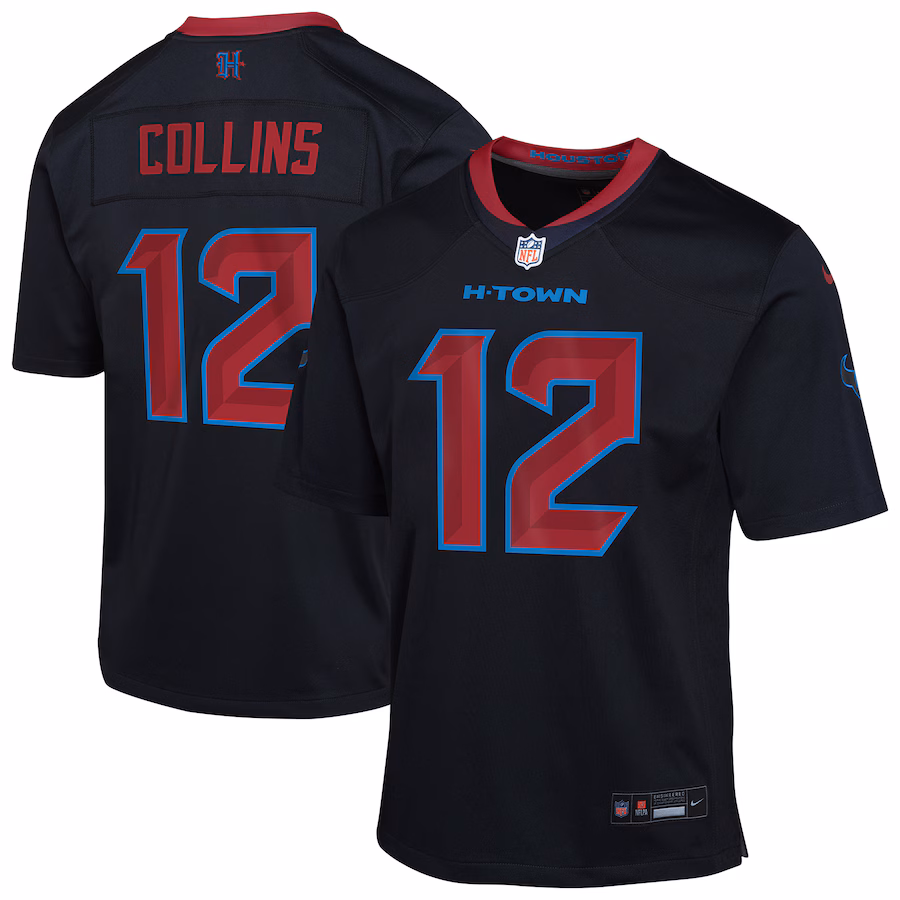 Youth Houston Texans Nico Collins Nike Navy Alternate Game Jersey - SUjersey01