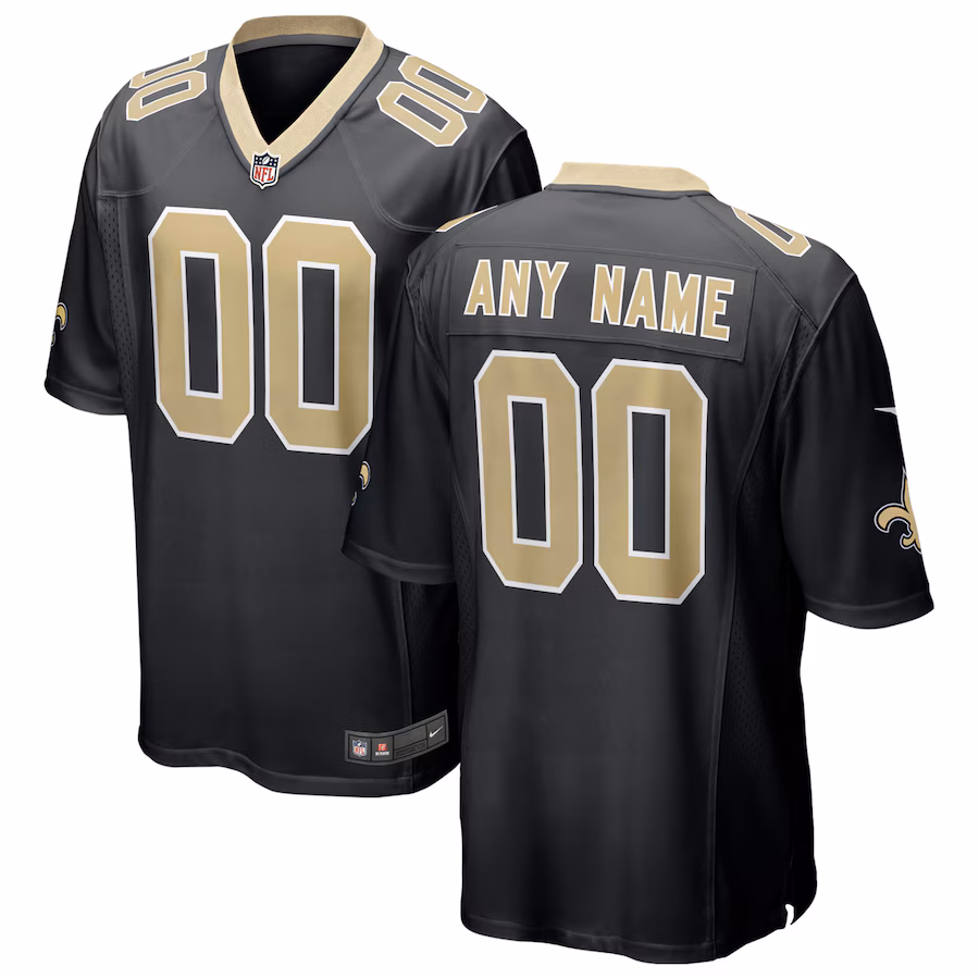 Men's New Orleans Saints Nike Black Custom Game Jersey - SUjersey01