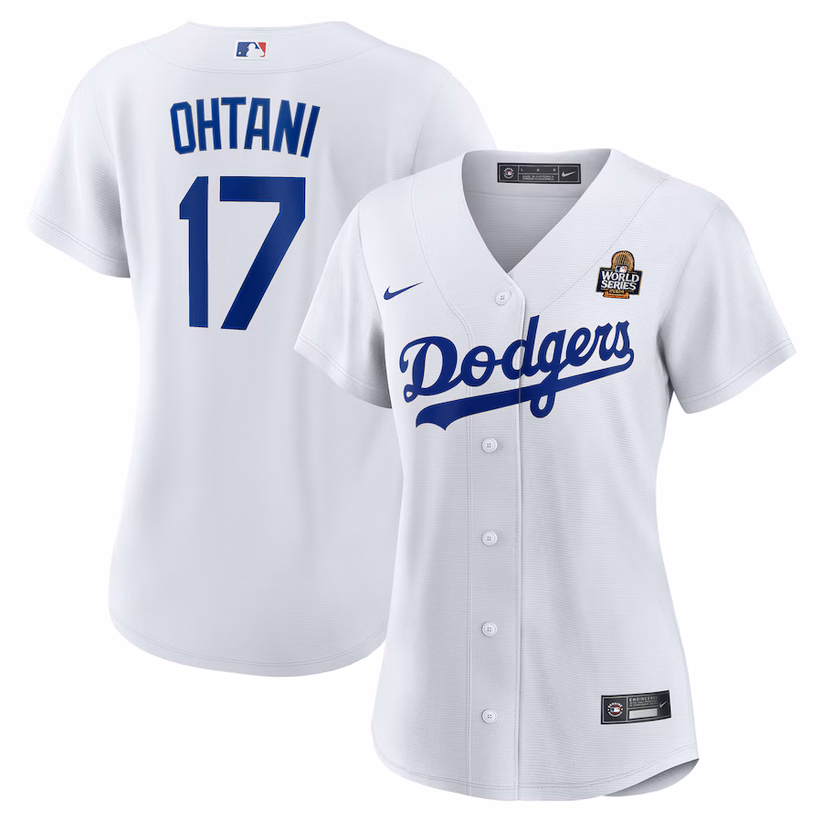 Women's Los Angeles Dodgers Shohei Ohtani Nike White 2024 World Series Home Home Replica Jersey - SUjersey01