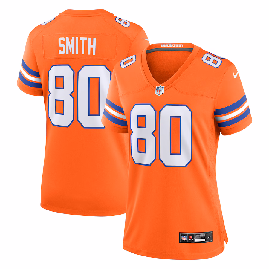 Women's Denver Broncos Rod Smith Nike Orange Mile High Collection 1977 Throwback Retired Player Game Jersey - SUjersey01