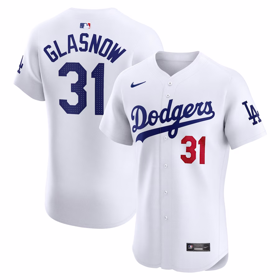 Men's Los Angeles Dodgers Tyler Glasnow Nike White Home Elite Player Jersey - SUjersey01