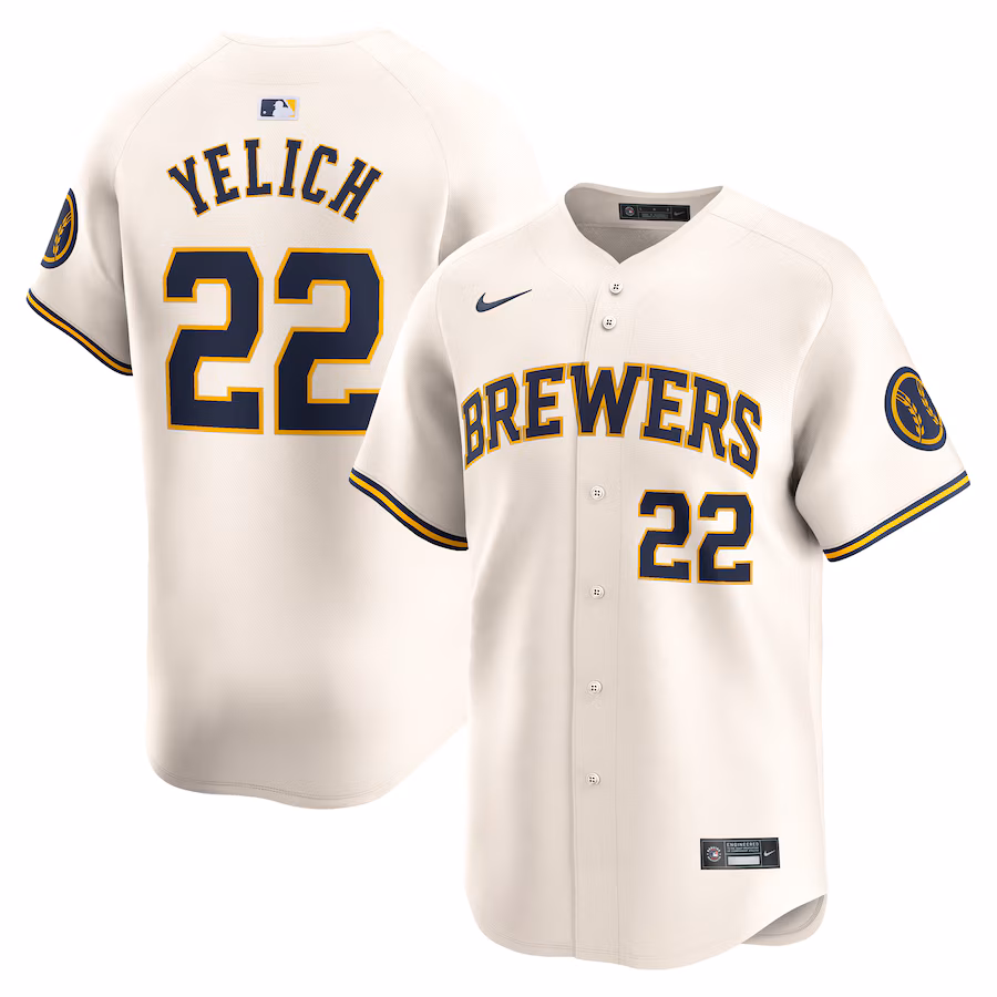 Youth Milwaukee Brewers Christian Yelich Nike Cream Home Limited Player Jersey - SUjersey01