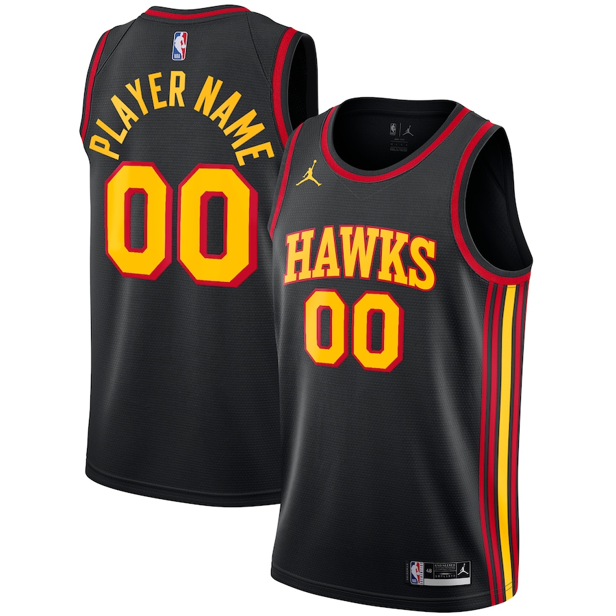 Men's Atlanta Hawks Jordan Brand Black Swingman Custom Jersey - Statement Edition - SUjersey01