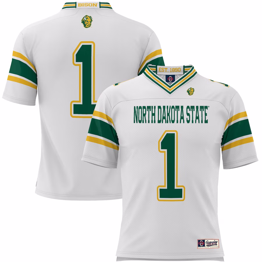 #1 NDSU Bison GameDay Greats Youth Endzone Football Jersey - White - SUjersey01