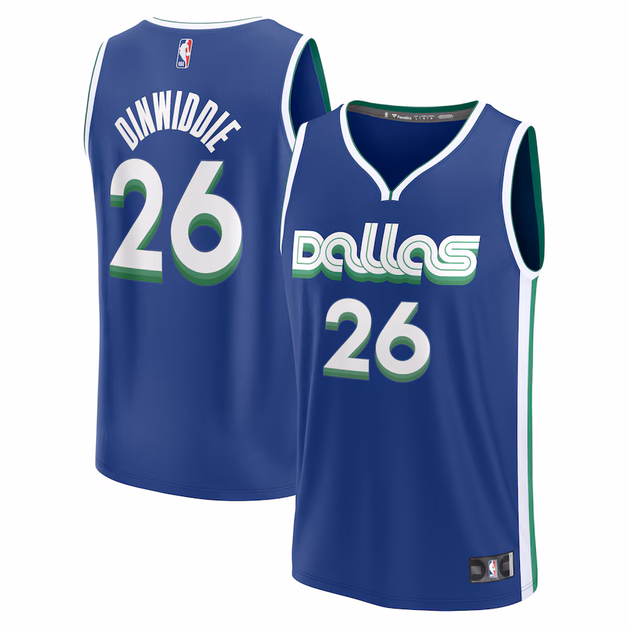 Men's Dallas Mavericks Spencer Dinwiddie Fanatics Blue Fastbreak Jersey - City Edition - SUjersey01