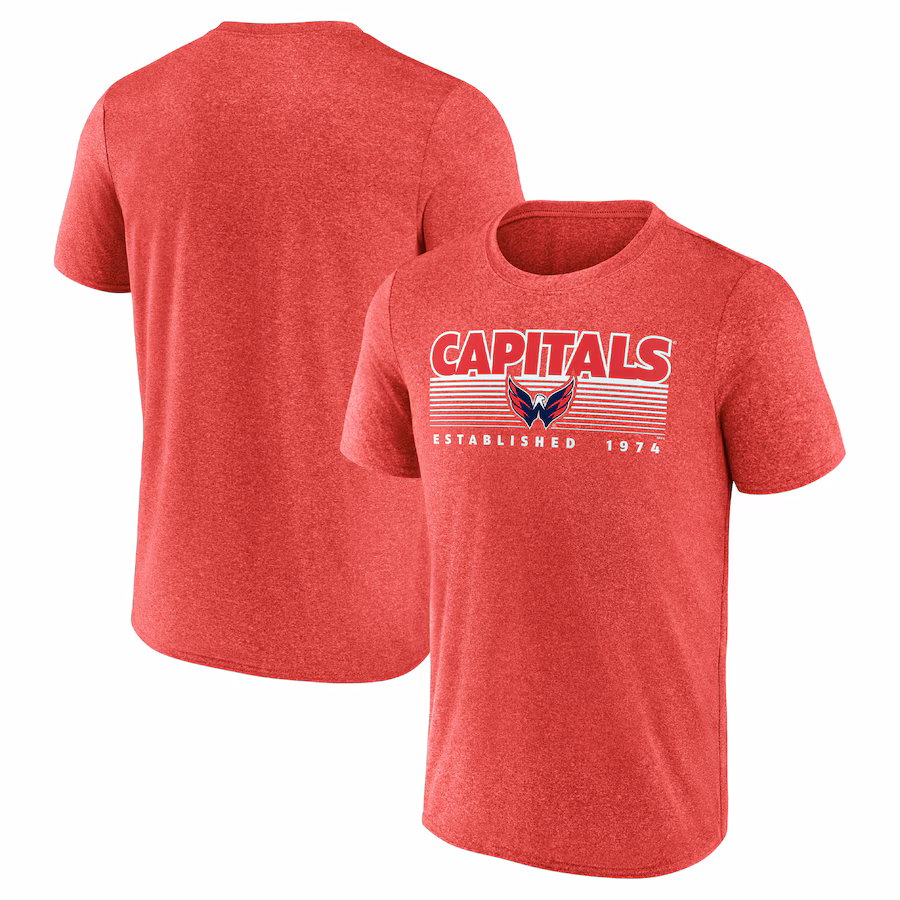 Men's Washington Capitals Fanatics Heathered Red Prodigy Performance T-Shirt - SUjersey01