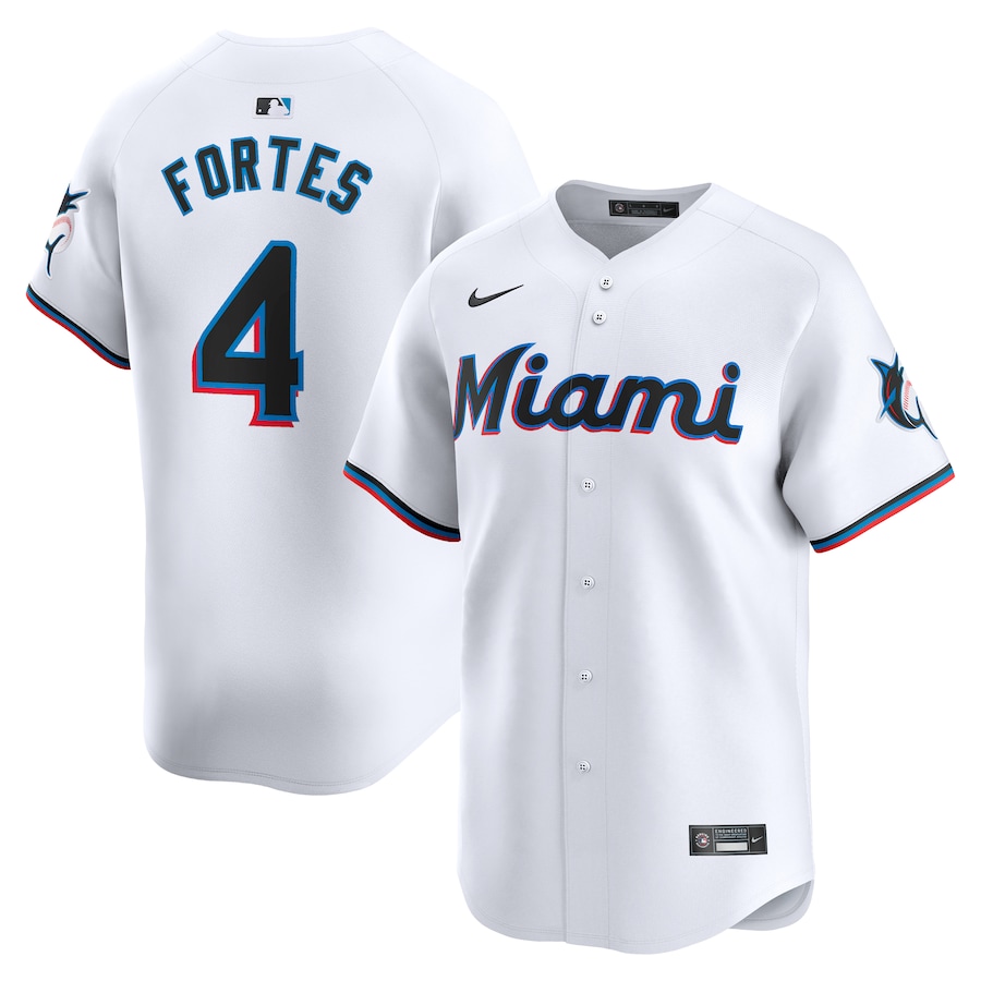 Men's Miami Marlins Nick Fortes Nike White Home Limited Player Jersey - SUjersey01