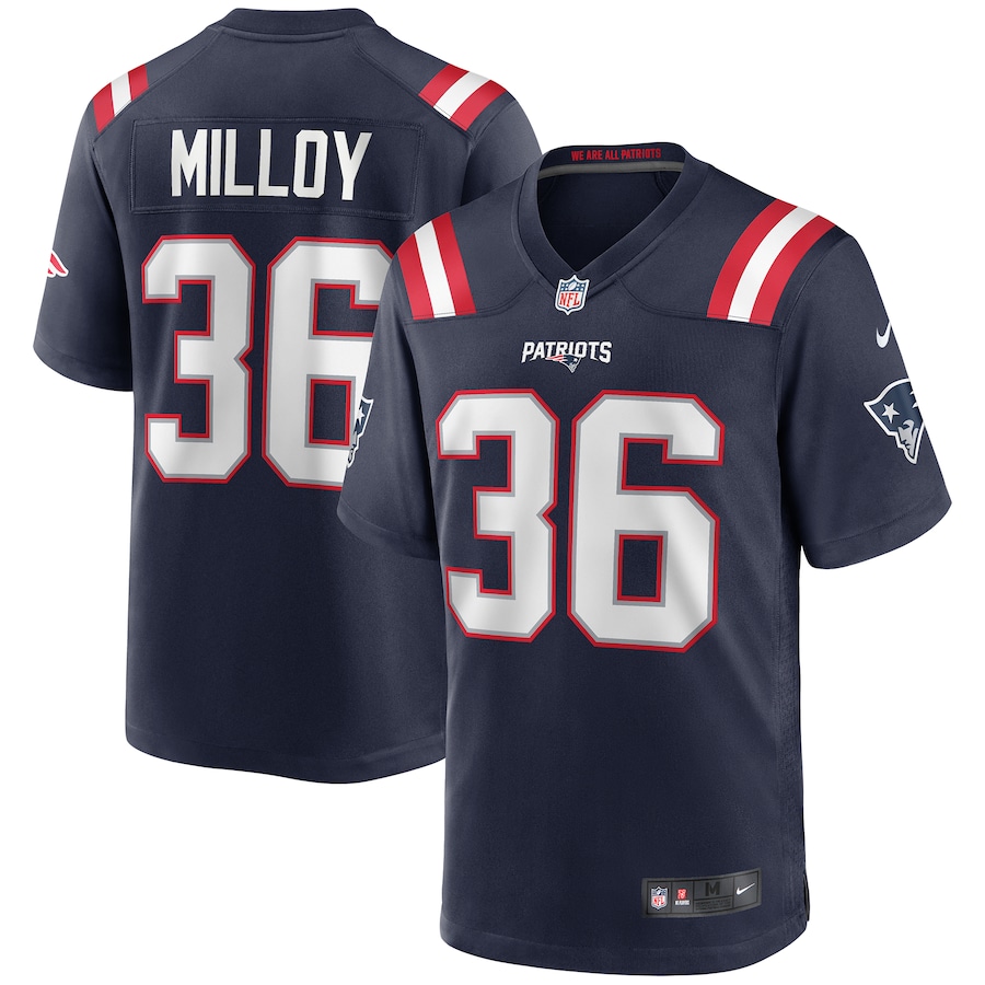 Men's New England Patriots Lawyer Milloy Nike Navy Game Retired Player Jersey - SUjersey01