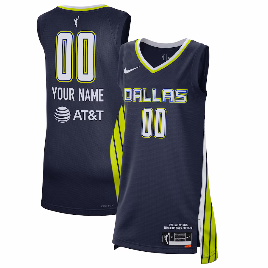 Unisex Dallas Wings Nike Navy 2021 Explorer Edition Victory Custom Jersey - SUjersey01
