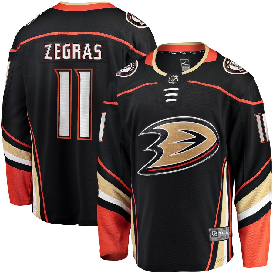 Men's Anaheim Ducks Trevor Zegras Fanatics Branded Black Home Breakaway Player Jersey - SUjersey01