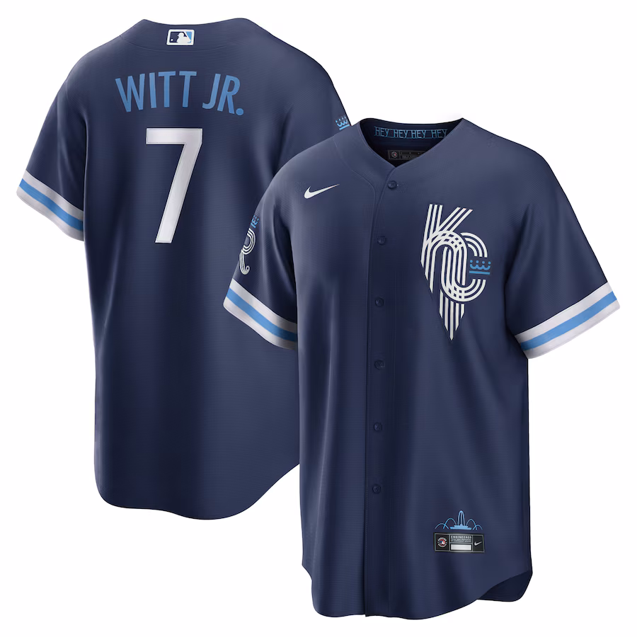 Men's Kansas City Royals Bobby Witt Jr. Nike Navy City Connect Replica Player Jersey - SUjersey01