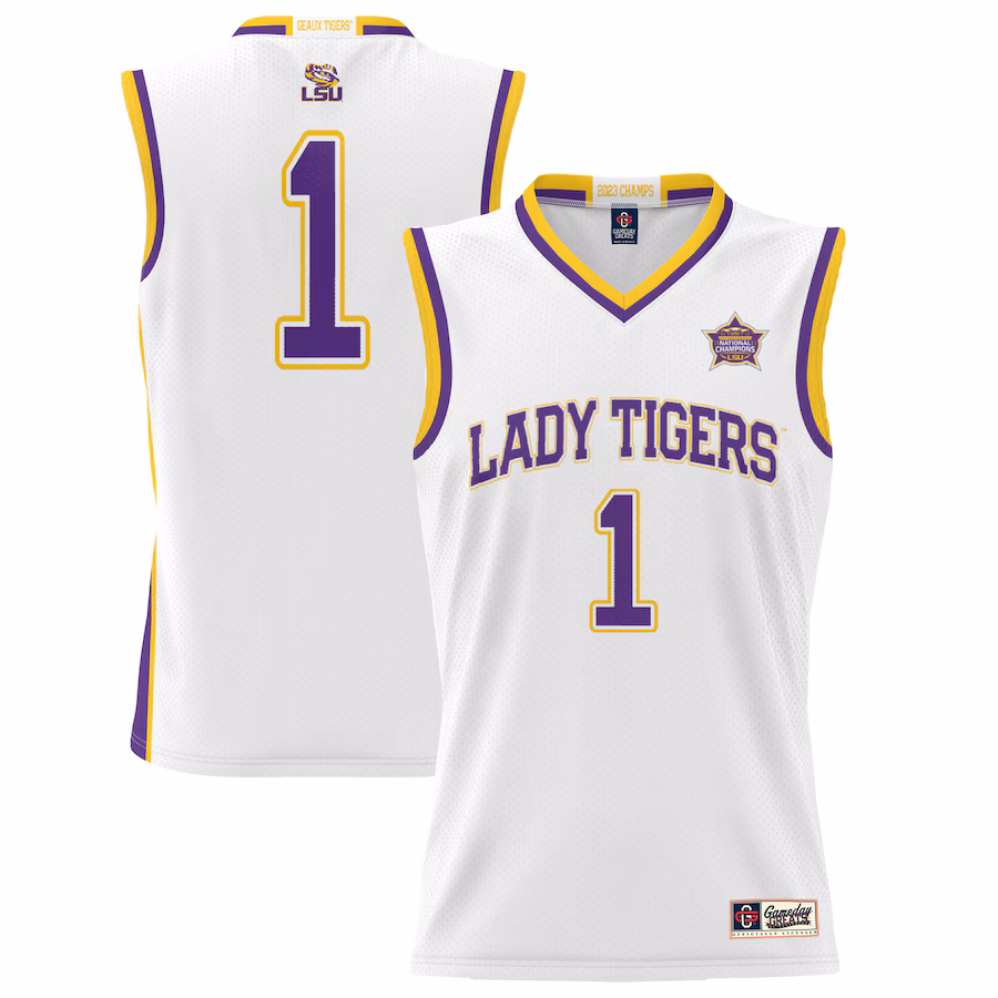 Men's GameDay Greats  White LSU Tigers 2023 NCAA Women's Basketball National Champions Lightweight Basketball Jersey - SUjersey01