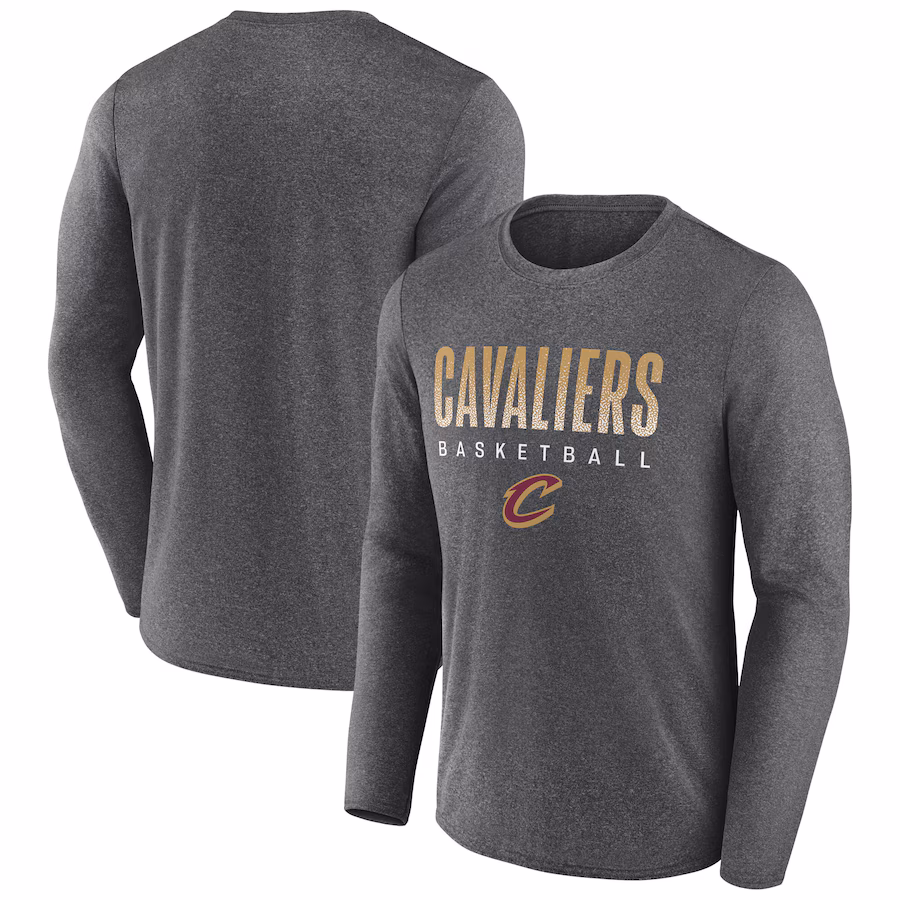 Men's Cleveland Cavaliers  Fanatics Heather Charcoal Iconic Where Legends Play Long Sleeve T-Shirt - SUjersey01
