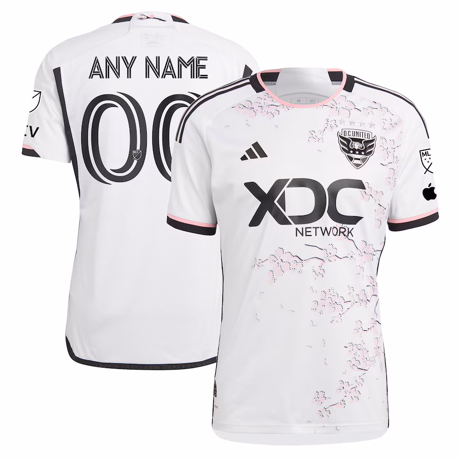 Men's D.C. United adidas White 2023 The Cherry Blossom Kit Authentic Custom Jersey - SUjersey01