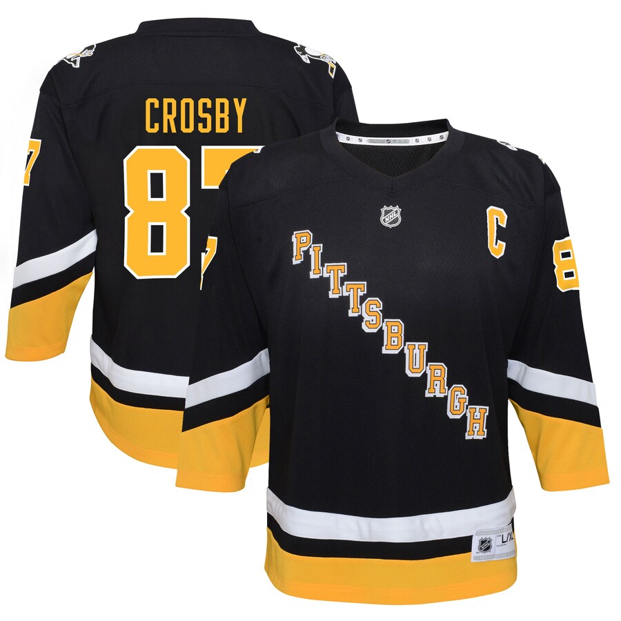 Youth Pittsburgh Penguins Sidney Crosby Black 2021/22 Alternate Replica Player Jersey - SUjersey01