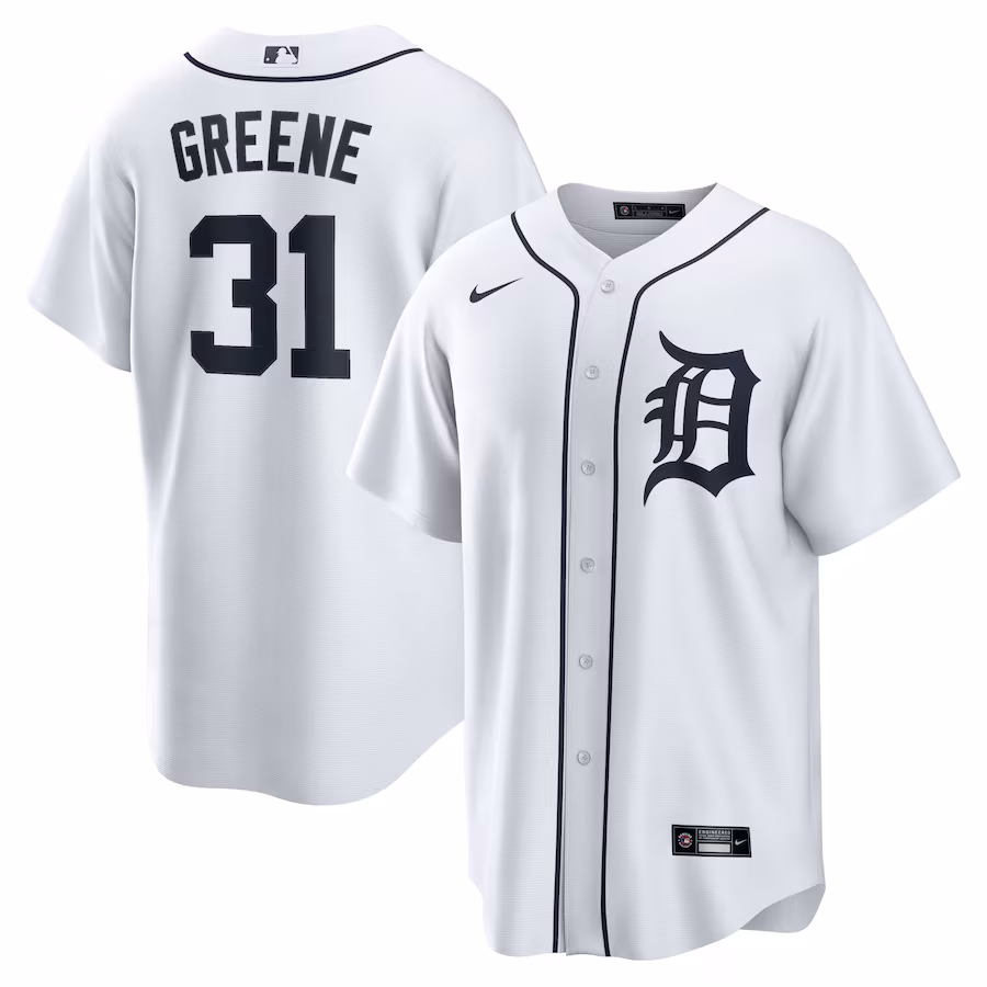 Men's Detroit Tigers Riley Greene Nike White Replica Player Jersey - SUjersey01
