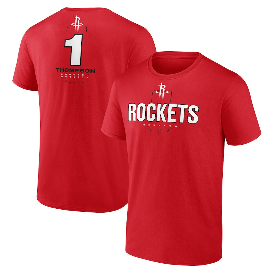 Men's Houston Rockets Amen Thompson Red Behind The Back Name & Number T-Shirt - SUjersey01