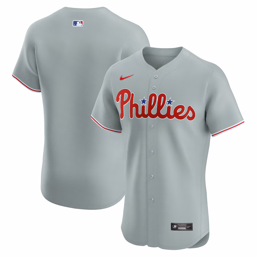 Men's Philadelphia Phillies Nike Gray Road Elite Jersey - SUjersey01