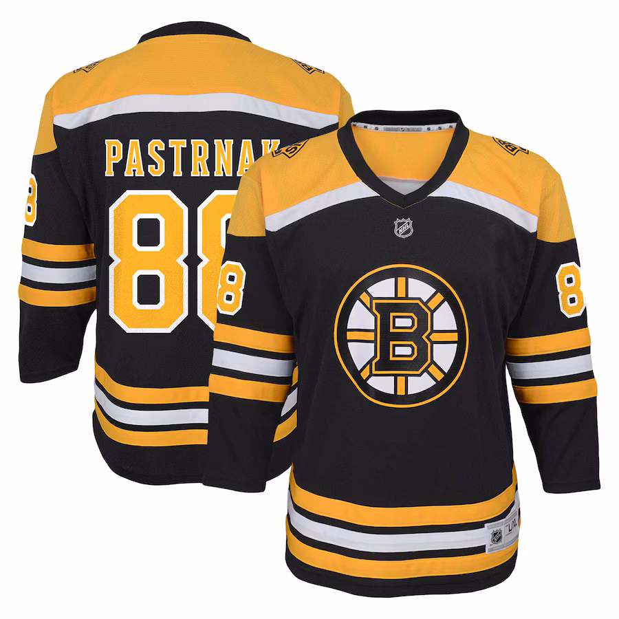Youth Boston Bruins David Pastrnak Black Home Replica Player Jersey - SUjersey01