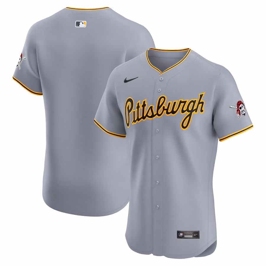 Men's Pittsburgh Pirates  Nike Gray Road Vapor Premier Elite Patch Jersey - SUjersey01