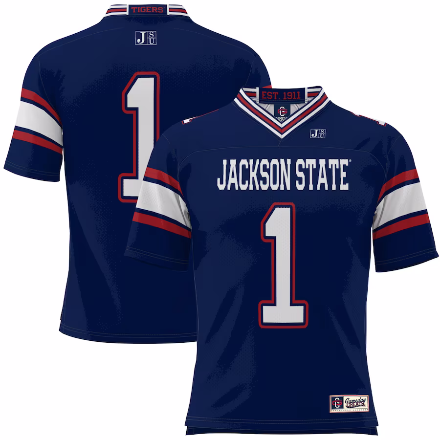 #1 Jackson State Tigers GameDay Greats Football Jersey - Navy - SUjersey01