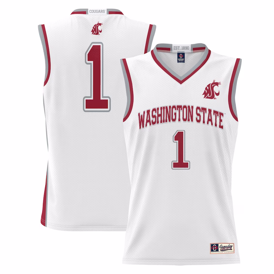 #1  Washington State Cougars GameDay Greats  Lightweight Basketball Jersey - White - SUjersey01