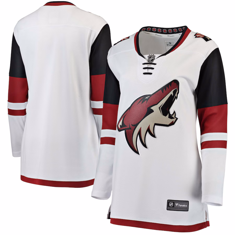 Women's Arizona Coyotes Fanatics White Away Breakaway Jersey - SUjersey01