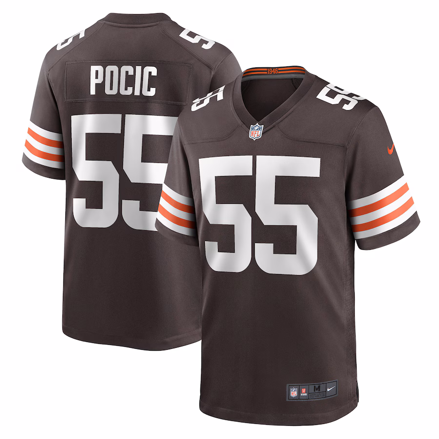 Men's Cleveland Browns Ethan Pocic Nike Brown Game Jersey - SUjersey01