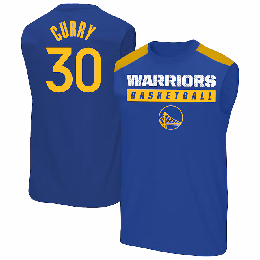 Men's Golden State Warriors Stephen Curry Profile Royal Big & Tall Player Muscle Tank - SUjersey01