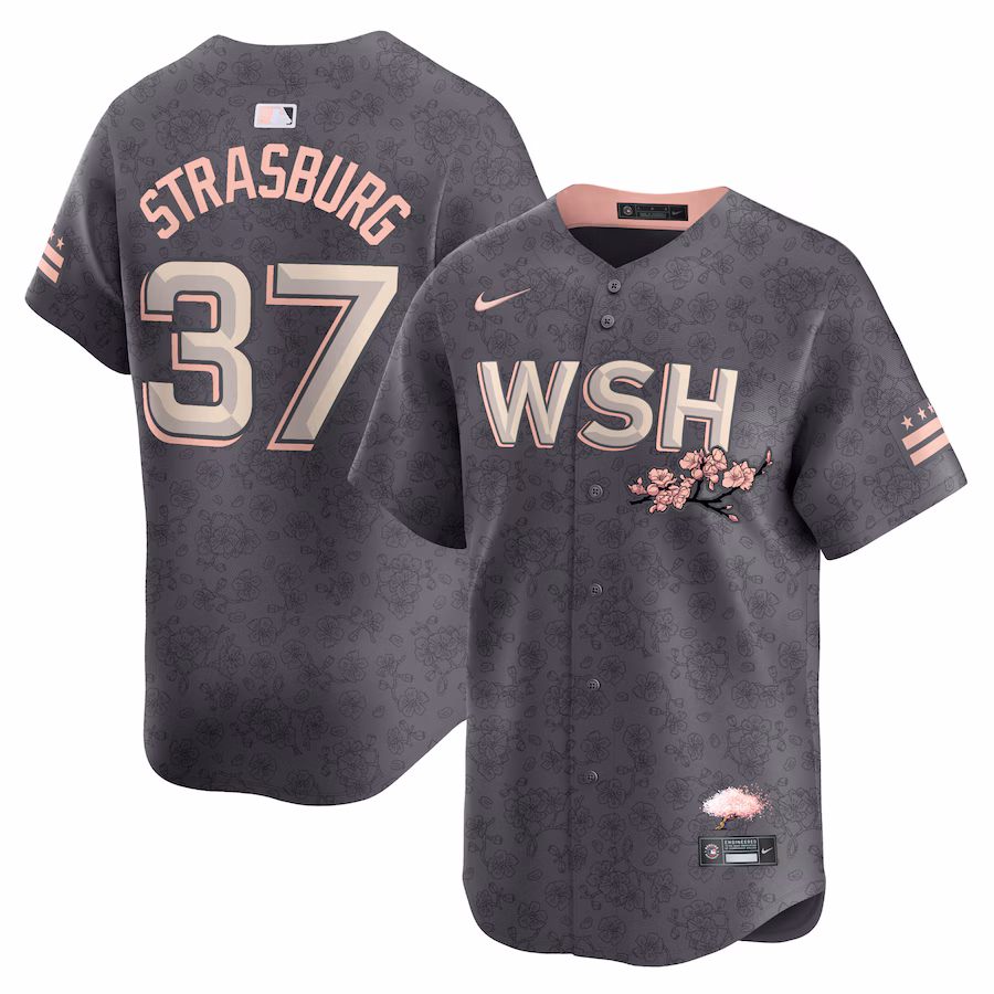 Men's Washington Nationals Stephen Strasburg Nike Charcoal City Connect Limited Player Jersey - SUjersey01