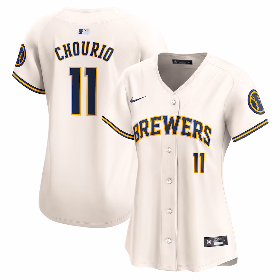 Women's Milwaukee Brewers Jackson Chourio Nike Cream Home Limited Player Jersey - SUjersey01