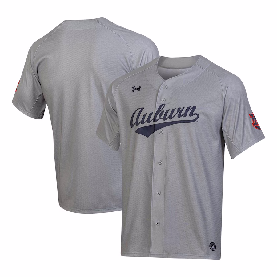 Auburn Tigers Under Armour Replica Baseball Jersey - Gray - SUjersey01