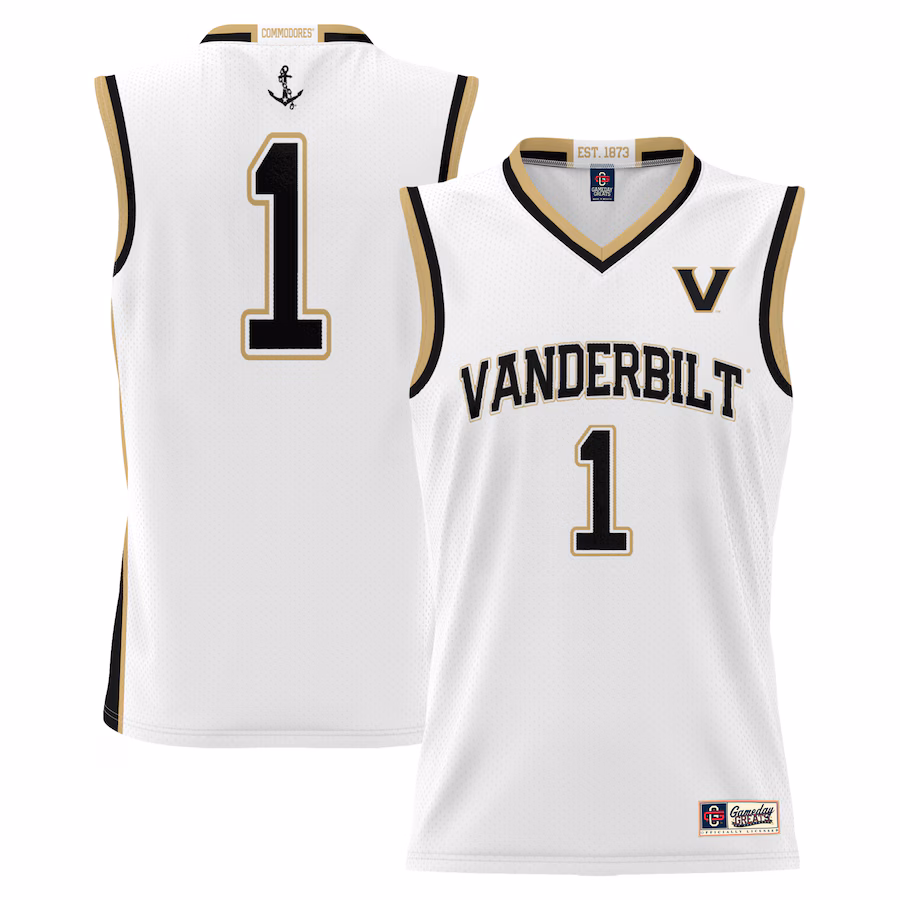 #1 Vanderbilt Commodores GameDay Greats Youth Lightweight Replica Basketball Jersey - White - SUjersey01