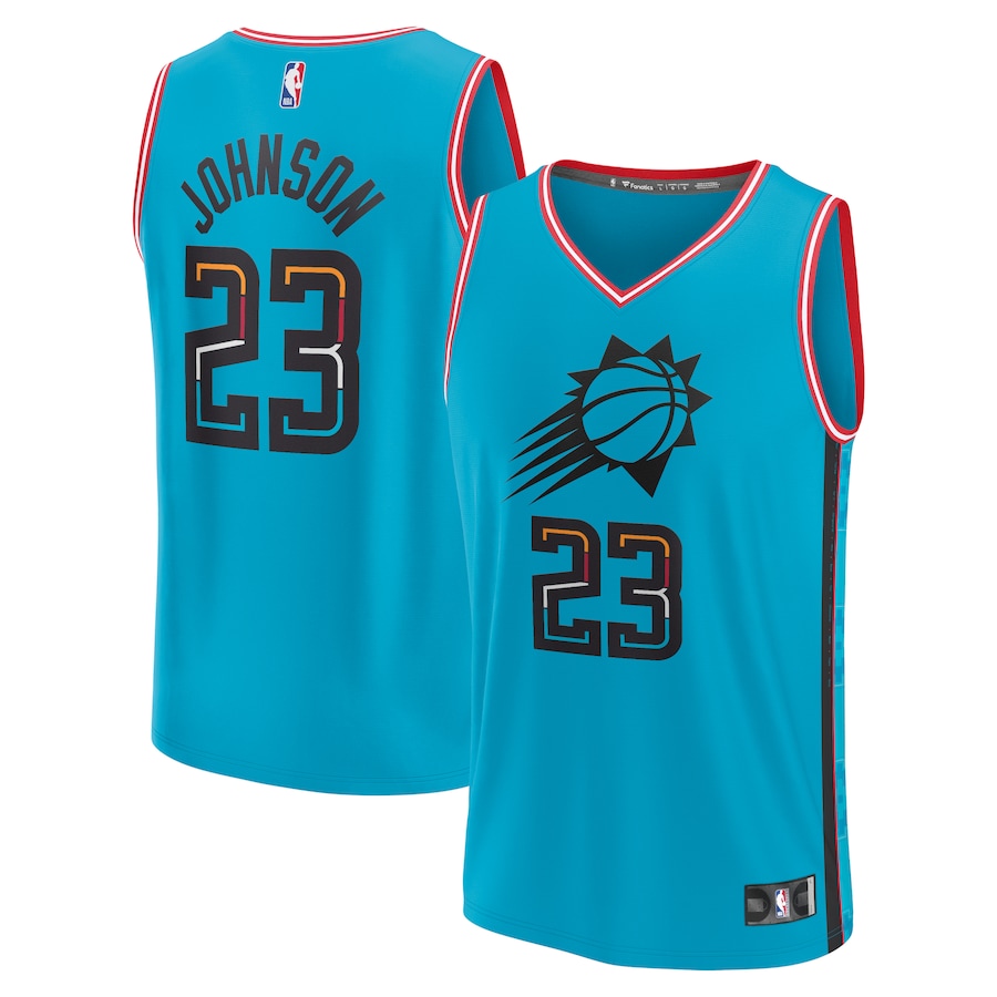 Youth Phoenix Suns Cameron Johnson Fanatics Turquoise 2022/23 Fast Break Jersey - City Edition - SUjersey01