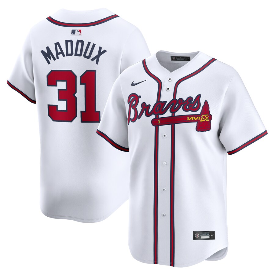 Men's Atlanta Braves Greg Maddux Nike White Home Limited Player Jersey - SUjersey01