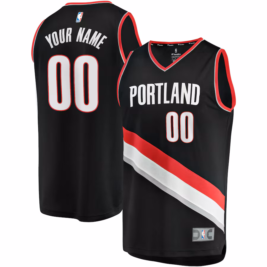 Youth Portland Trail Blazers Fanatics Black Fast Break Custom Replica Jersey - Icon Edition - SUjersey01
