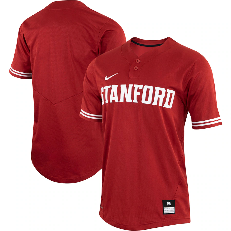 Stanford Cardinal Nike Two-Button Replica Baseball Jersey - Red - SUjersey01