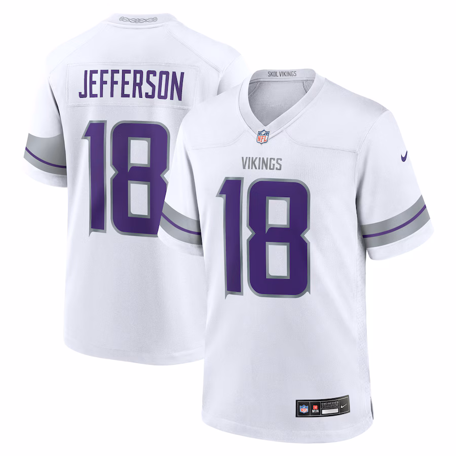 Men's Minnesota Vikings Justin Jefferson Nike White Alternate Game Player Jersey - SUjersey01
