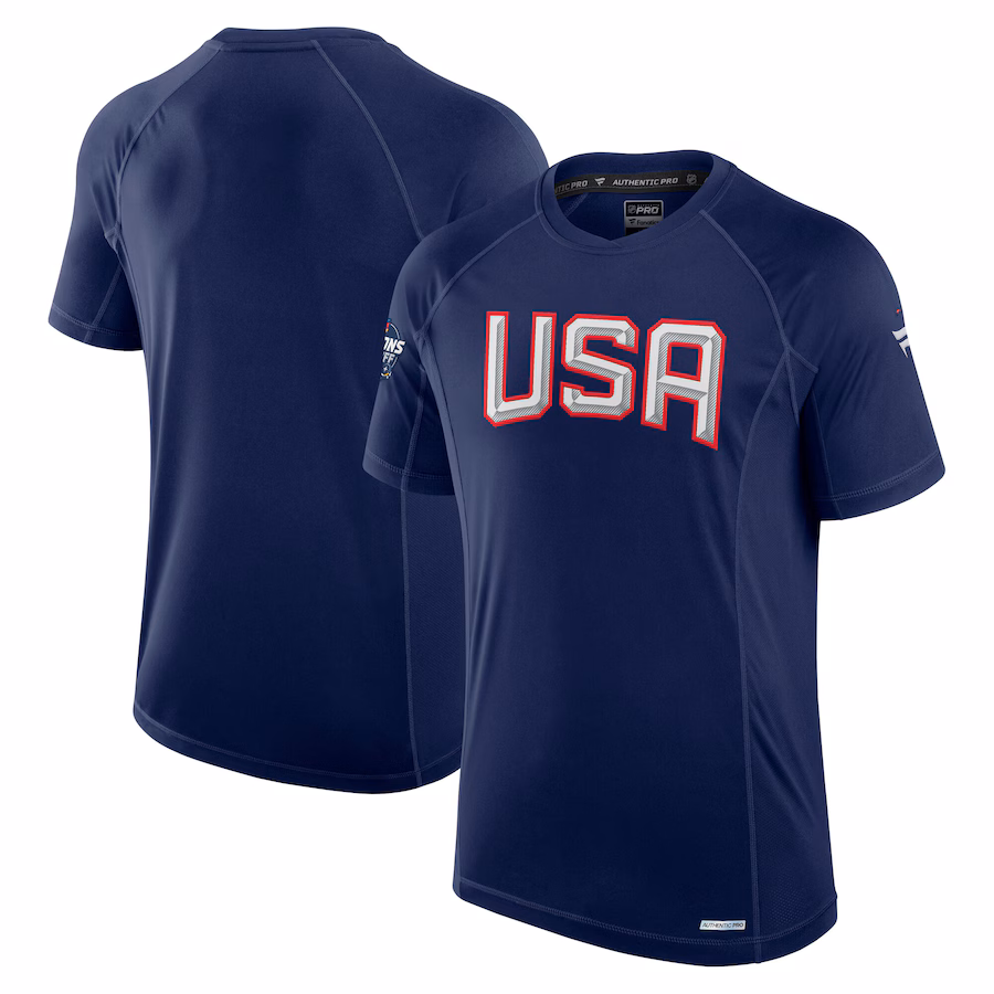 Men's USA Fanatics Athletic Navy 2025 4 Nations Face-Off Authentic Pro Tech T-Shirt - SUjersey01