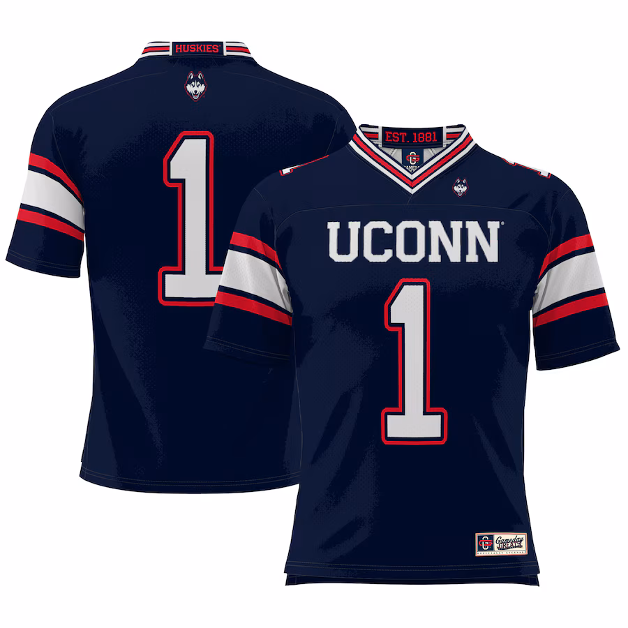 #1 UConn Huskies GameDay Greats Youth Football Jersey - Navy - SUjersey01