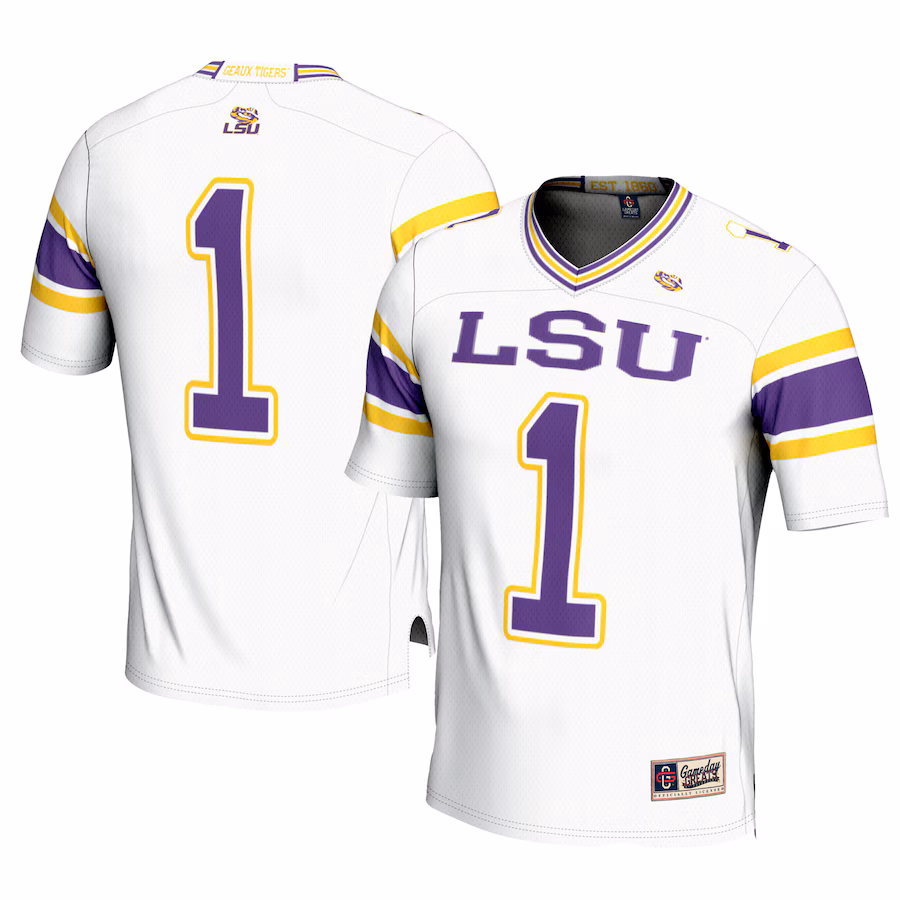 Men's GameDay Greats #1 White LSU Tigers Football Jersey - SUjersey01
