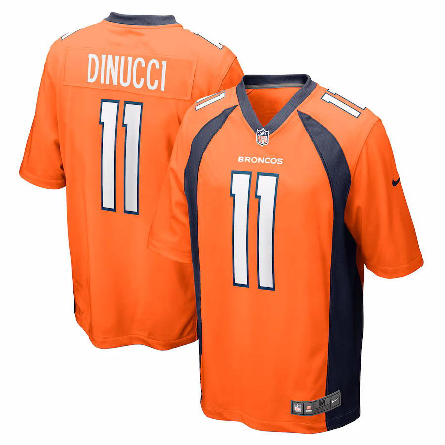Men's Denver Broncos Ben DiNucci Nike  Orange Team Game Jersey - SUjersey01