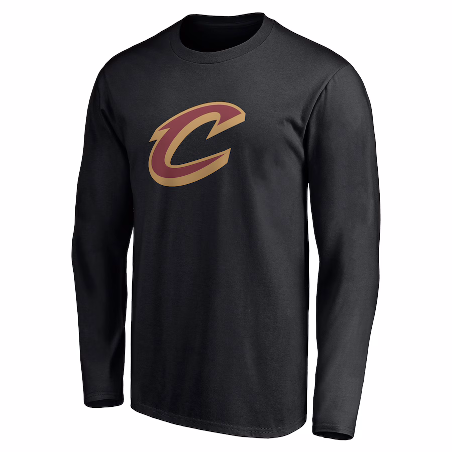 Men's Cleveland Cavaliers Black Primary Logo Team Long Sleeve T-Shirt - SUjersey01