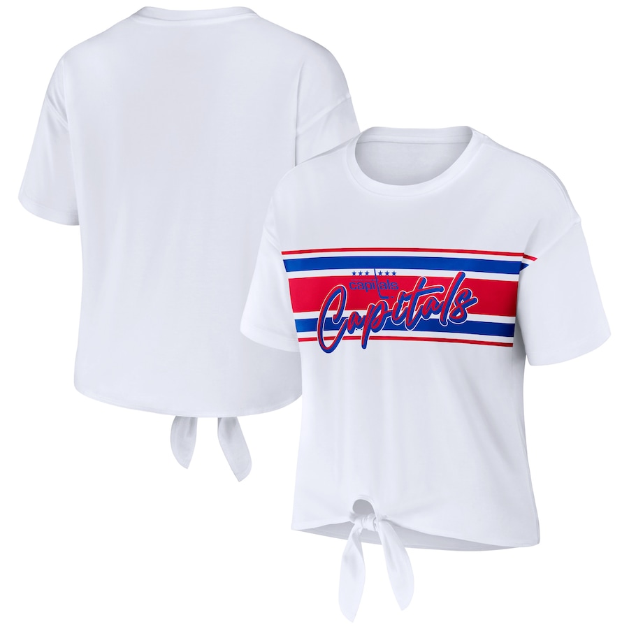 Women's Washington Capitals WEAR by Erin Andrews White Front Knot T-Shirt - SUjersey01