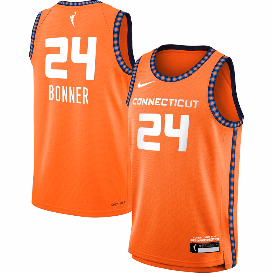 Youth Connecticut Sun DeWanna Bonner Nike Orange 2021 Explorer Edition Victory Player Jersey - SUjersey01
