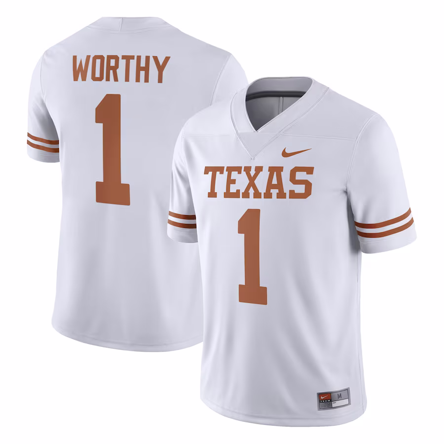 Xavier Worthy Texas Longhorns Nike NIL Replica Football Jersey - White - SUjersey01